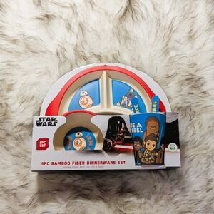 NEW! Star Wars 5PC Bamboo Fiber Dinnerware Set BB-8 R2D2 Chewbacca Non-Toxic